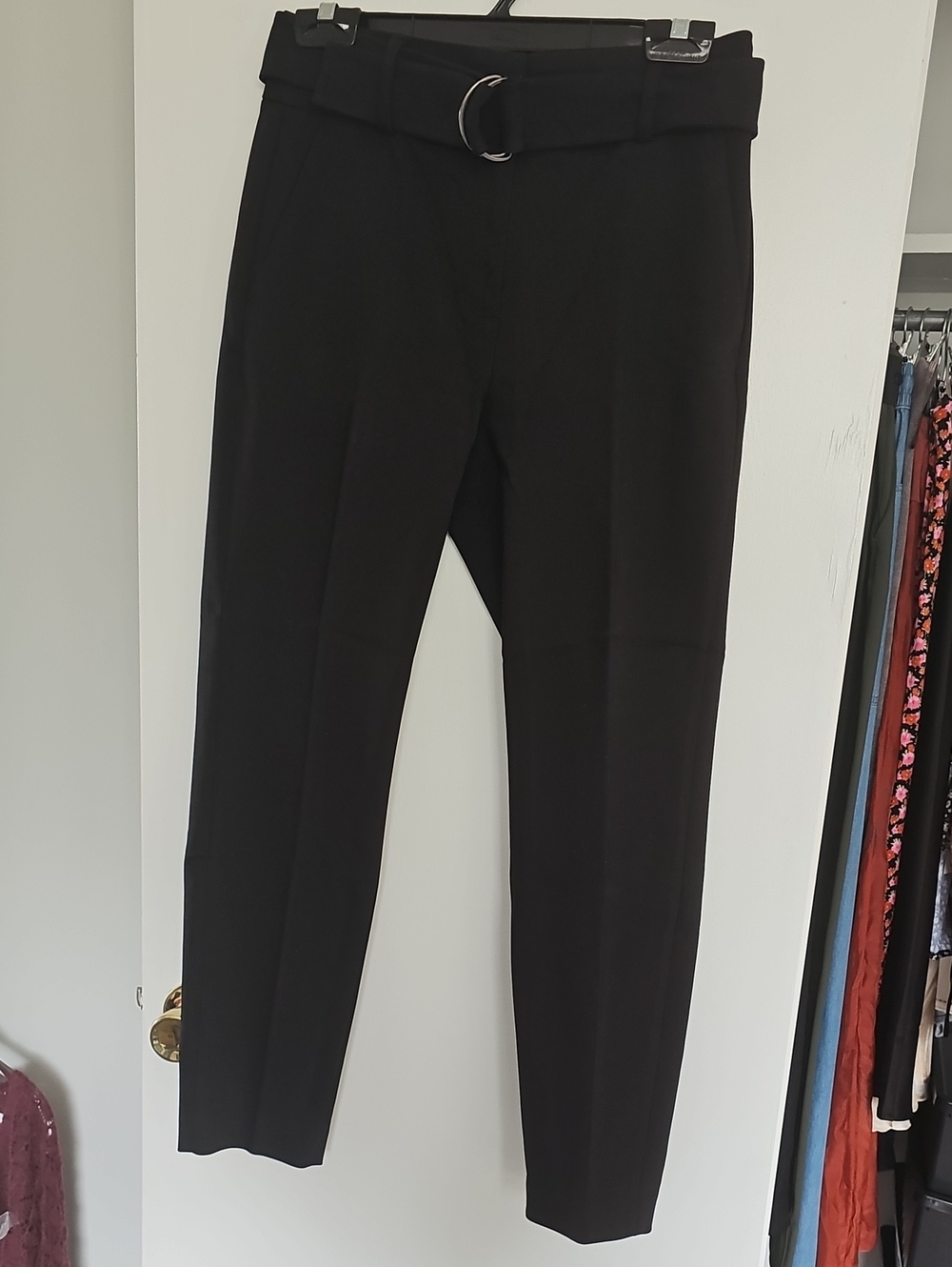 RW&CO. Black Belted Dress Pants Size 4 Cotton Blend